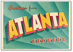 Vintage Touristic Greeting Illustration From Atlanta, Georgia Fridge Magnet