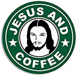 GHaynes Distributing Magnet Green Jesus and Coffee Logo Magnet(God Christian Christ Pray Group) Size: 4 x 4 inch
