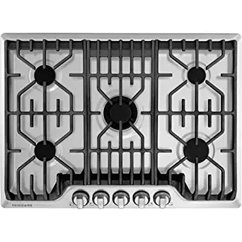 Frigidaire Professional 30 Inch Gas, Stainless Steel 5-Burner with Liquid Propane Conversion Kit, FPGC3077RS Cooktop