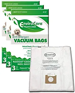 EnviroCare Replacement Anti-Allergen Vacuum Bags for Kenmore Canister Type C or Q 50555, 50558, 50557 and Panasonic Type C-5 9 Pack