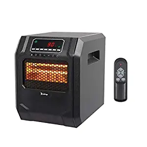 Infrared Space Heater, 1500W 4-Quartz Elements Portable Heating Electric Heaters with LED Digital Display Screen, Thermostat, Safety Overheat Protection for Indoor Large Rooms, Home, Office Black