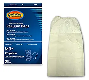 EnviroCare Replacement Micro Filtration Vacuum Cleaner Dust Bags for Modern Day 12 Gallon Central Vacuums 3 Pack