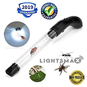 LIGHTSMAX Pest Control, Humane Spider Catcher Traps Bug LED Light, Vacuum Spider Catcher Traps Bugs Crawl (Black)