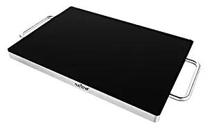 NutriChef Stainless Warming Hot Plate - Keep Food Warm w/ Portable Electric Food Tray Dish Warmer w/ Black Glass Top, For Restaurant, Parties, Buffet Serving, Table or Countertop Use - AZPKWTR30