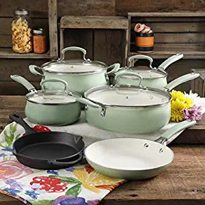 The Pioneer Woman Classic Belly Gradient Mint 10-Piece Cookware Set