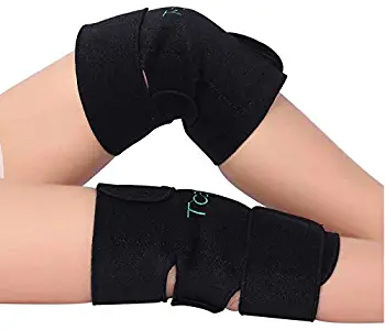 Tcare 1Pair Tourmaline Self-Heating Knee Leggings Brace Support Magnetic Therapy Knee Pads Adjustable Knee Massager Health Care (L)