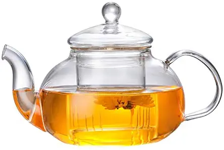 HKKAIS 27 Ounce / 800ML Glass Teapot with Removable Infuser, Stovetop Safe Tea Kettle, Blooming and Loose Leaf Tea Maker Set (800ml)