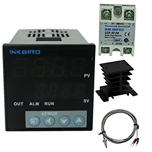 Inkbird PID Thermostat °F °C Display Stable Digital Temperature Controller Heating Cooling Control ITC106VH 40DA SSR Output Solid State Relay Alarm K Seneor Black Heat Sink