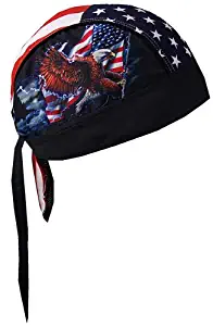 Hot Leathers HWH1017 Flag and Eagle Head Wrap (Black)