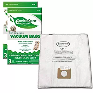 Envirocare Replacement Allergen Vacuum Bags for Kenmore Canister Type C and Q 50555, 50558, 50557 and Panasonic Type C-5 6 pack