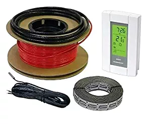 HeatTech 60 sqft Cable Set, Electric Radiant In-Floor Heating Cable Warming System, 120V, 240ft long, with Aube Floor Sensing Thermostat
