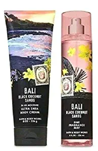 Bath and Body Works Bali Black Coconut Sands Duo Gift Set Ultra Shea Body Cream and Fine Fragrance Mist Full Size