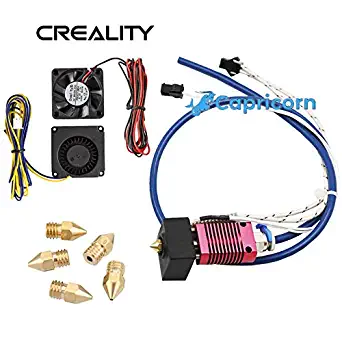 Creality 3D Printer Ender 3 Replacement Parts Assembled Extruder Hotend with Capricorn Bowden PTFE Tubing /4010 Cooling Fan×2/0.4 Nozzle×5 for Ender 3 / Ender 3 pro/Ender 3X