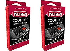 Weiman Cook Top Scrubbing Pads – Gently Clean and Remove Burned-on Food from All Smooth Top and Glass Cooktop Ranges, 3 Reusable Pads Pack of 2