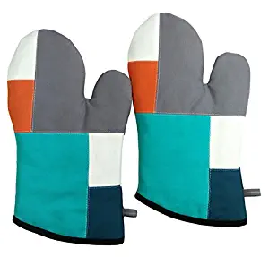 Black Temptation [Leisure Style] Multicolor Handmade Patchwork Oven Mitts Durable Oven Gloves