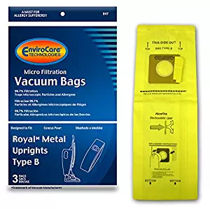 EnviroCare Replacement Micro Filtration Vacuum Bags for Royal Upright Type B Uprights 3 pack