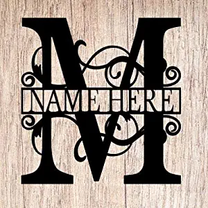 AJD Designs Personalized Last Name M Door Hanger - 20" Metal Monogram Door Hanger- Metal Last Name Sign - Split Letter Monogram - Initial Door Wreath - Last Name Wall Decor - Metal Wall Decor - Gift