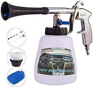 Turbo Clean Pro Car Interior Cleaner - High Pressure Deep Cleaning Gun Wash Brush, Spray Tool Kit, Car Washing Cloth, Vehicle Carpet Seat Glass Cleaner, for Air Compressor, 1L Foam Bottle