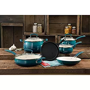 The Pioneer Woman Classic Belly 10-Piece Cookware Set, OCEAN TEAL