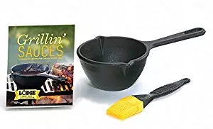 Lodge Grilling Sauces Kit with Melting Pot, Basting Brush, Recipe Booklet