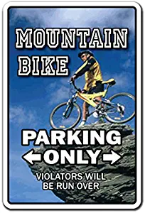 Mountain Bike Sign | Indoor/Outdoor | Funny Home Décor for Garages, Living Rooms, Bedroom, Offices | SignMission Parking Shocks Biker Cycle Grips Gift Rider Racing Riding Sign Wall Plaque Decoration
