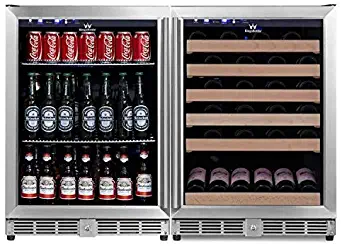 KingsBottle Innovative Combo 2-Zone Dual Temperature Wine and Beer Cooler with Glass Door, Holds 203 Cans 46 Bottles, Vibration Free, Exceptional Temperature Control – Beverage Cooler Refrigerator