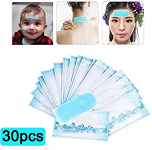 Zinnor Fever Cooling Patch, 30pcs Fever Cooling Gel Patch, Headache Gel Pads, Fever Reducer Pad Cooling Sticker, Forehead Instant Cooling Relief Strip Fever Relief Packs for Baby Adults