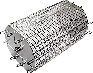 OneGrill Performer Series Universal Fit Grill Rotisserie Spit Rod Basket; Stainless Steel Tumble & Flat Basket in One.(Fits 1/2" Hexagon & 3/8" Square Spits)