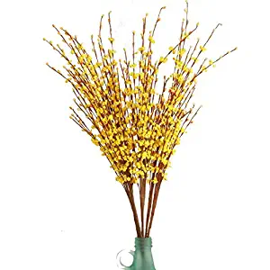 MISSWARM 10 Pieces 29.5" Long of Jasmine Artificial Flower Artificial Flowers Fake Flower for Wedding Home Office Party Hotel Restaurant Patio or Yard Decoration (Yellow)