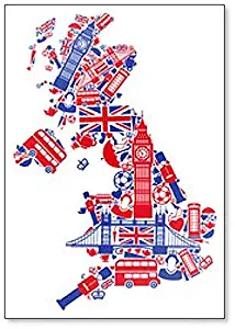 Great Britain Map With Symbols And Icons, Illustration Classic Fridge Magnet