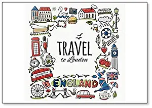 Travel To London. England Symbols And Icons, Illustration - Classic Fridge Magnet