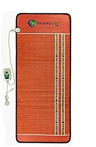 HealthyLine Pemf Therapy - Infrared Heating Pad - 76in x 32in Firm - Certified Amethyst - Tourmaline - Obsidian Hot Stones - Promotes Blood Circulation and Accelerates Recovery