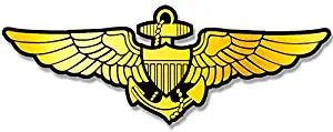 MAGNET 3x6 inch GOLD Navy Aviator Wings Sticker -naval aviation pilot military fly logo Magnetic vinyl bumper sticker sticks to any metal fridge, car, signs