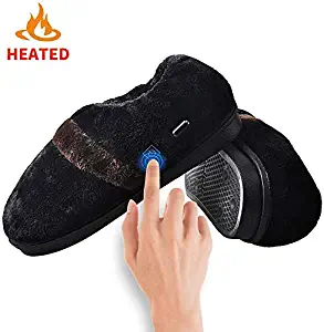 Heating Slipper Shoes,BIAL Unisex Comfortable Warm Heated Shoes with Temperature Control Switch Plush USB Electric to Keep Feet Warm for Women Men (Black + Brown)