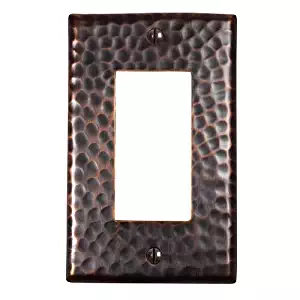 The Copper Factory CF121AN Solid Hammered Copper Single GFCI Plate, Antique Copper Finish