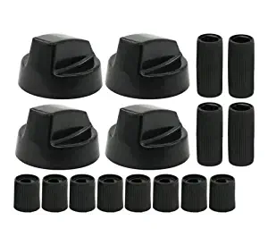 4-Pack of Universal Black Stove/Oven Control Knobs with 12 Adapters by PartsBroz