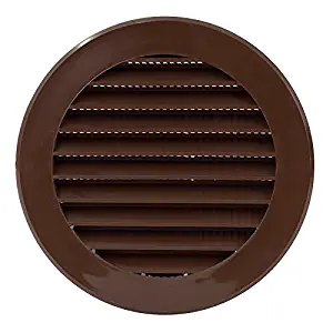 Round Soffit Vent - Air Vent Louver - Grille Cover - Built-in Fly Screen Mesh - HVAC Ventilation (4" // 100mm, Plastic - Brown)
