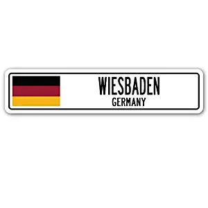 Wiesbaden, Germany Street Sign German Flag City Country Road Wall Gift