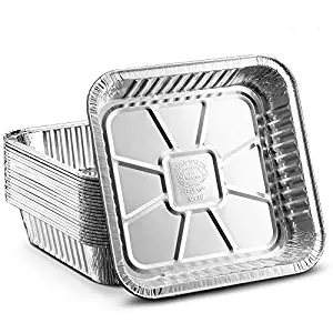 Propack Square baking Pans 8’’x8’’ Disposable Aluminum Foil Baking Tins For Baking, Cooking, Broiling, Roasting Pack of 20