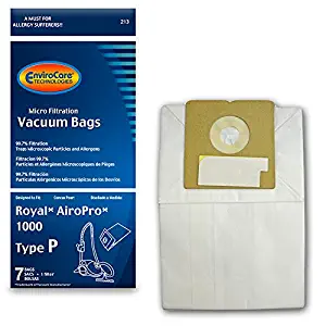 EnviroCare Replacement Micro Filtration Vacuum Bags for Royal AiroPro Type P Canisters 7 Bags and 1 Filter