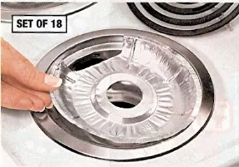 DISPOSABLE FOIL BURNER LINERS - ELECTRIC STOVES SET OF 18 BY JUMBL