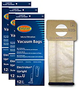 EnviroCare Replacement Vacuum Bags for Electrolux Upright Style U Aerus, Epic, ProTeam Prolux, Discovery, Genesis, Lux Vacuum Cleaners, 2500, 3500, 4000, 6000 36 Pack