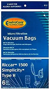 12 Riccar Simplicity Type H Vacuum Bags, Canister Vacuum Cleaners, S13L, S14CL, S18, S24, S30, S36, S38, 1500