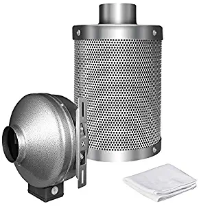 iPower 6 Inch 442 CFM Duct Inline Fan with 6 Inch Carbon Filter for Grow Tent Ventilation System