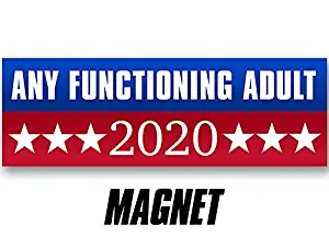 MAGNET 3x9 inch MAGNETIC Any Functioning Adult 2020 MAGNET -Anti Politician Funny Trump Magnetic vinyl bumper sticker sticks to any metal fridge, car, signs