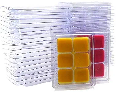 DGQ Wax Melt Molds - 50 Packs Clear Empty Plastic Wax Melt Clamshells for Wickless Wax Melt Candles