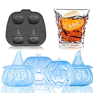 OneCut 3D Pumpkin Ice Cube Tray Mould，Food Grade Flexible Silicone Ice Cube Maker，Diy for Baking, Cupcake, Chocoate, Candy (Gold)