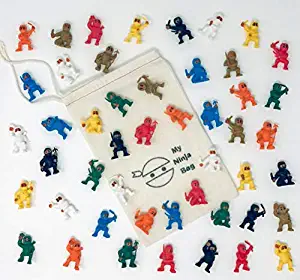 Complete Set of 48 Mini Ninjas Warriors with Storage Bag Karate Fighters Figures Cup Cake Toppers Ninja Kung Fu Martial Arts Men Party Favors