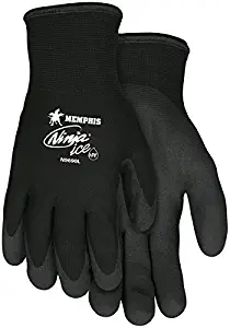 Memphis MCR Safety Ninja Ice 15 Gauge black nylon, HPT palm and fingertips Size L 12-Pairs