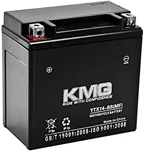 KMG Battery for Kawasaki 1100 ZX1100-C Ninja ZX-11 1995-2001 YTX14-BS Sealed Maintenance Free Battery High Performance 12V SMF OEM Replacement Powersport Motorcycle ATV Scooter Snowmobile